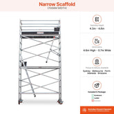 4.3m - 4.6m Narrow Aluminium Mobile Scaffold Base Tower with Kickboards
